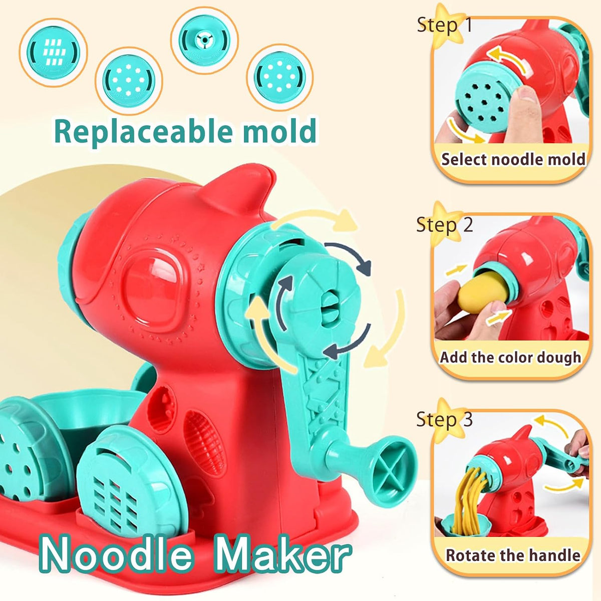 3 en 1 Color Dough Kitchen Creations Set, 12 Colors Dough