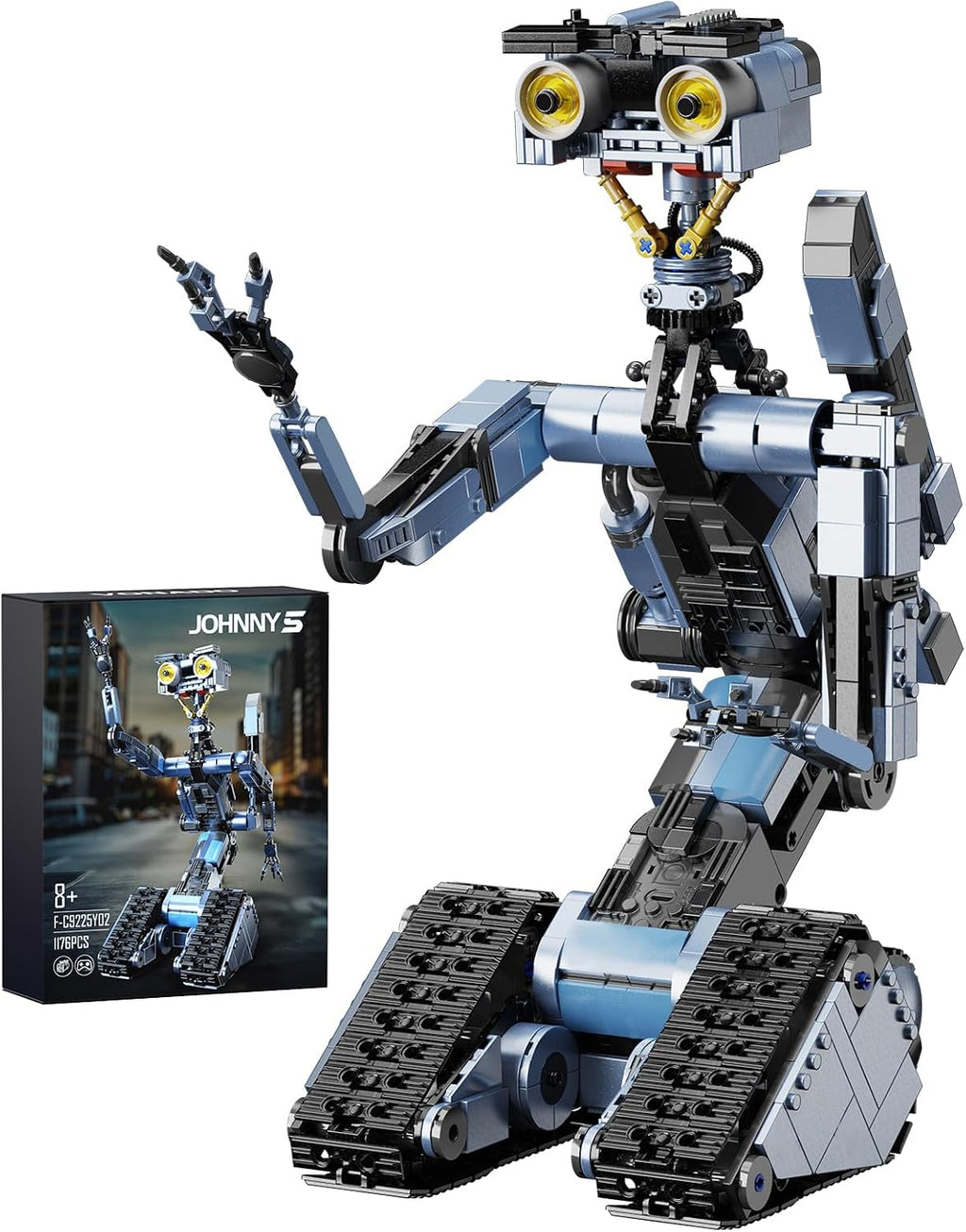 iATOM Johnny 5 Robot Building Set de 1176 piezas con control remoto, recargable, regalo para adultos y hombres, kit de modelo robótico de película STEM Tech