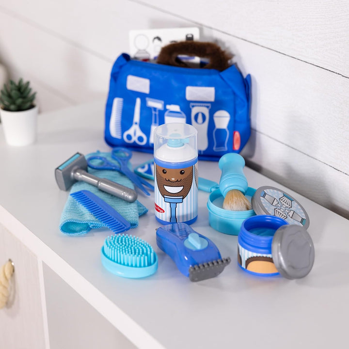 Melissa & Doug Barber Shop - Juego de accesorios de afeitado (16 pi...