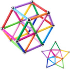 Juego de 204 piezas de palos de construcción magnéticos, juguetes educativos apilables de 2.3 pulgadas de longitud para niños y adultos, juguete de construcción STEM bolas no magnéticas 3D con bolsa de almacenamiento