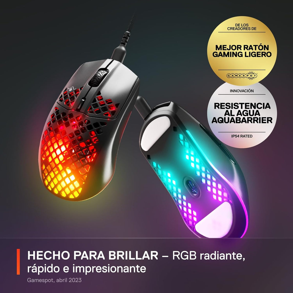 SteelSeries Aerox 3 - Ratón Gaming RGB con Perforaciones - Diseño U...