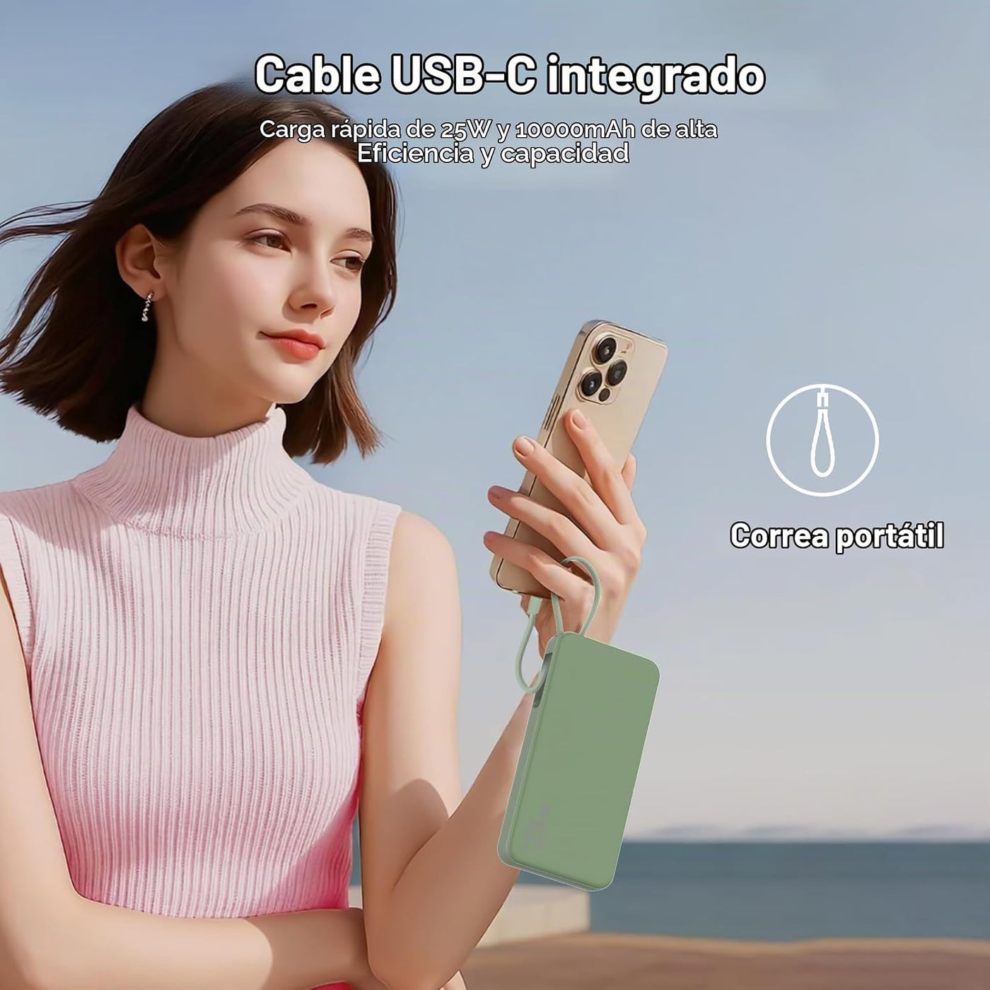 NOBIS Cargador portátil 25W 10000mAh Power Bank con cable USB-C inc...