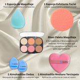 Kit de maquillaje Bissú Paleta de 6 colores + Puff de terciopelo +...