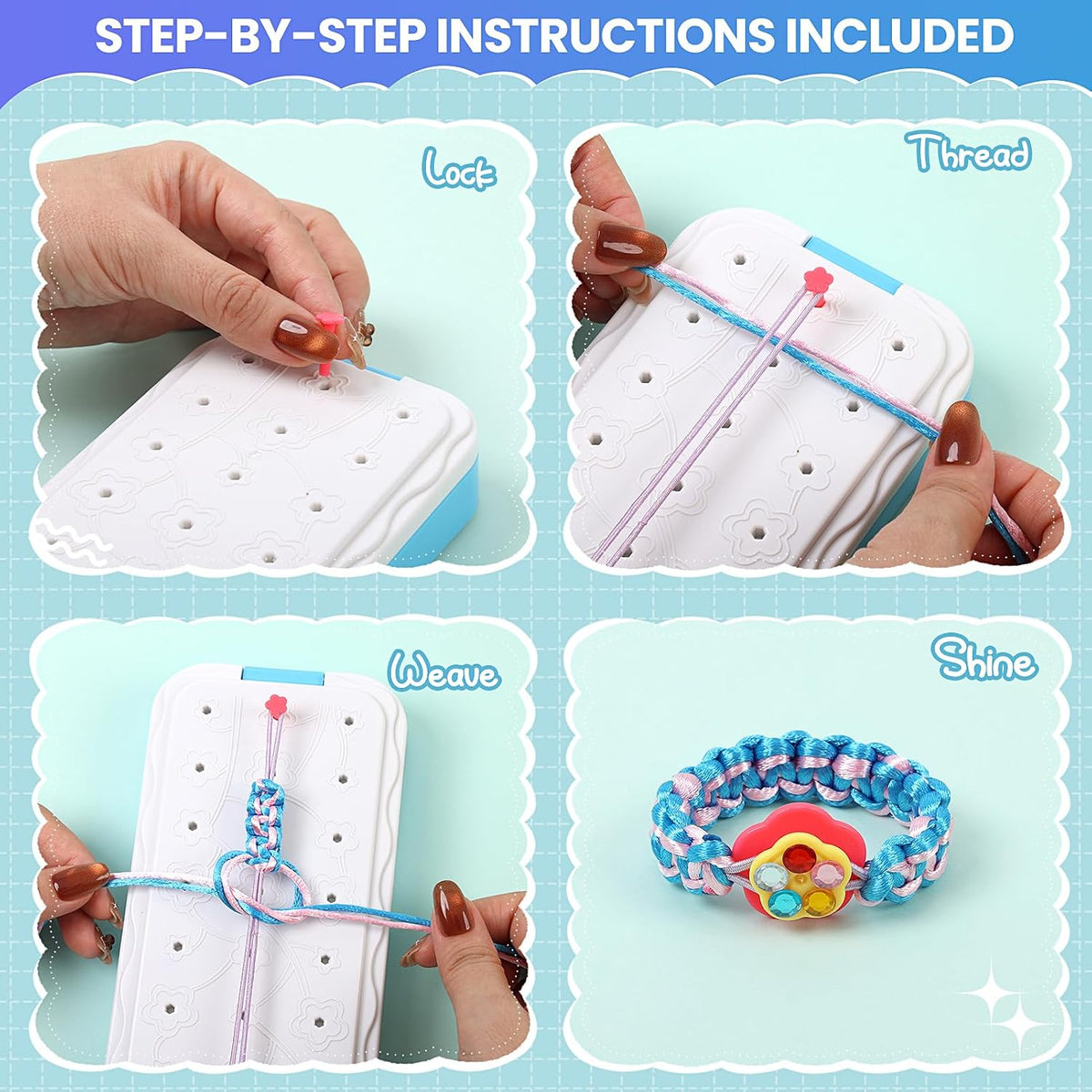 DDAI Kits de fabricación de pulseras de la amistad, manualidades – Artes y manualidades para niños de 8 a 12 años – Regalos de cumpleaños para niñas de 7, 9, 10, 11, 12 años, juguetes para niñas de 7, 9, 10, 11 y 12 años, caja de telar para hacer pulseras