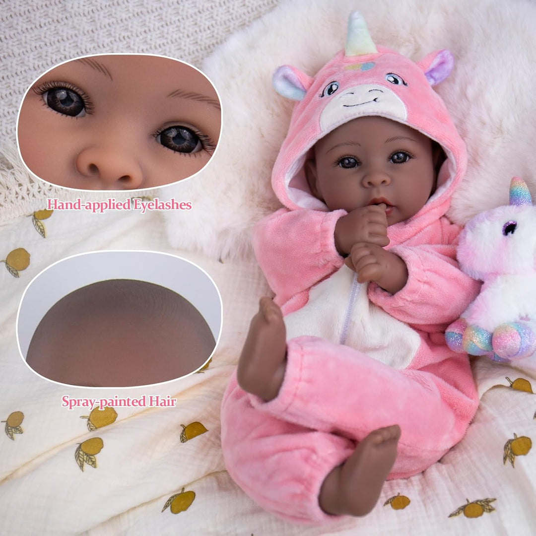 Aori Muñecas Bebé Negras de 17 Pulgadas, Muñeca Negra Realista con...