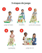 Skip Hop Andadera para bebé 5 en 1, convertible de sentarse a pararse, con luces, más de 50 actividades para el juego y desarrollo, canciones y sonidos, 3 alturas ajustables de manijas y control de