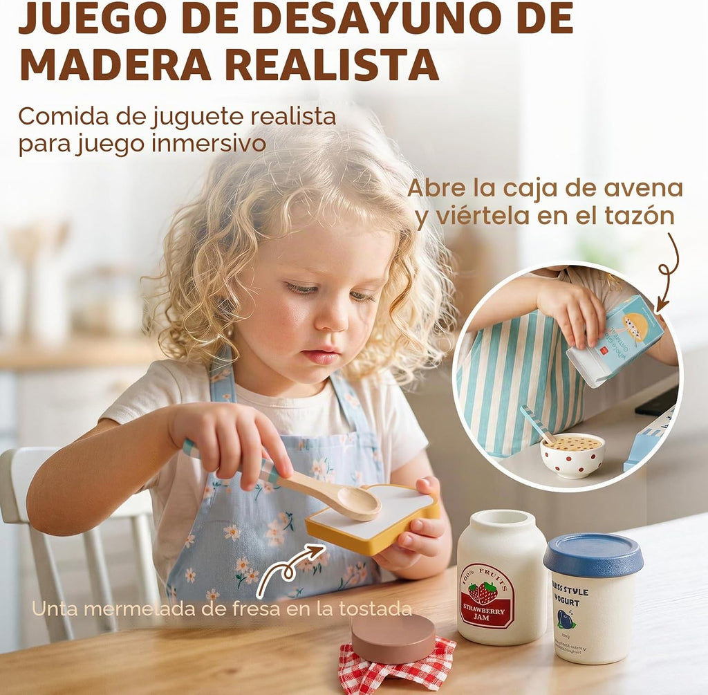 Lehoo Castle Juego de comida de madera para la cocina de los niños, juego