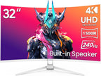 CRUA Monitor curvo para juegos de 32" 4K 240 Hz, 1500R, FreeSync, p...