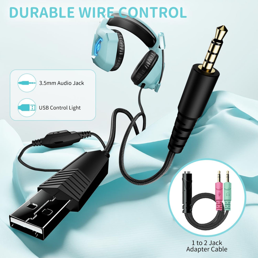 Ozeino Auriculares para juegos para PC, PS4, PS5, auriculares para...