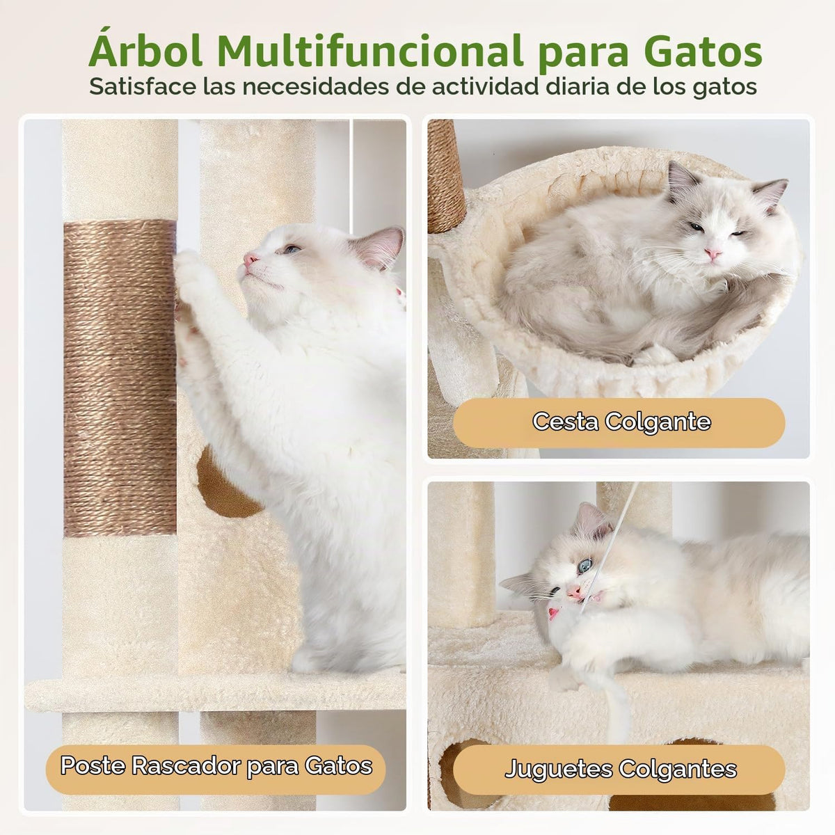 Globlazer Árbol de Gato de Rincón de 66 Pulgadas, Torre de Escalada de Varios Niveles para Gatos de Interior, Condominios para Gatitos, Torre de Rascado para Gatos con Plataforma Grande, 3 Cuevas para