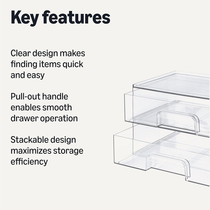 Amazon Basics Cajones organizadores de maquillaje apilables de plás...
