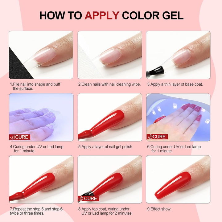 COSCELIA Kit de esmalte de uñas en gel de 53 piezas con luz UV y ki...