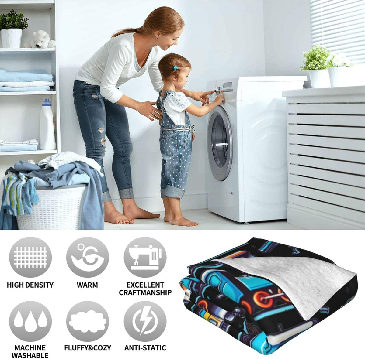 Manta con temática de trenes, 127 x 102 cm de franela, linda manta de trenes rellena, manta suave para siesta, mantas para la casa para niños, niñas, mujeres, amantes de los trenes