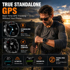 WalkerFit Reloj inteligente resistente para hombre, GPS independiente, rastreador táctico con altímetro, brújula, batería de 550 mAh, AMOLED de 1.43 pulgadas, cuerpo de metal, resistente al agua 5 ATM