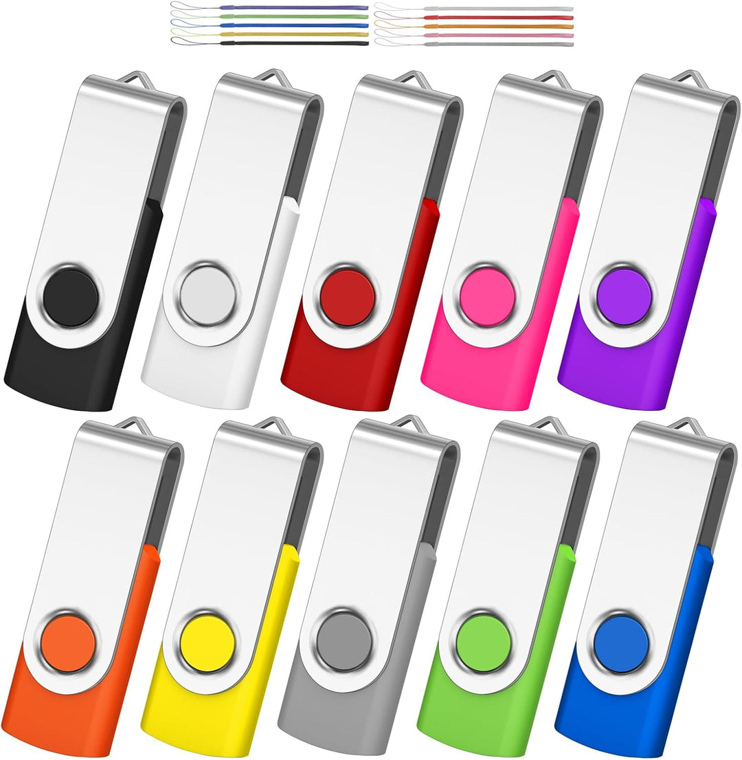 AreTop Unidad flash de 32 GB, paquete de 10 unidades USB, llavero p...