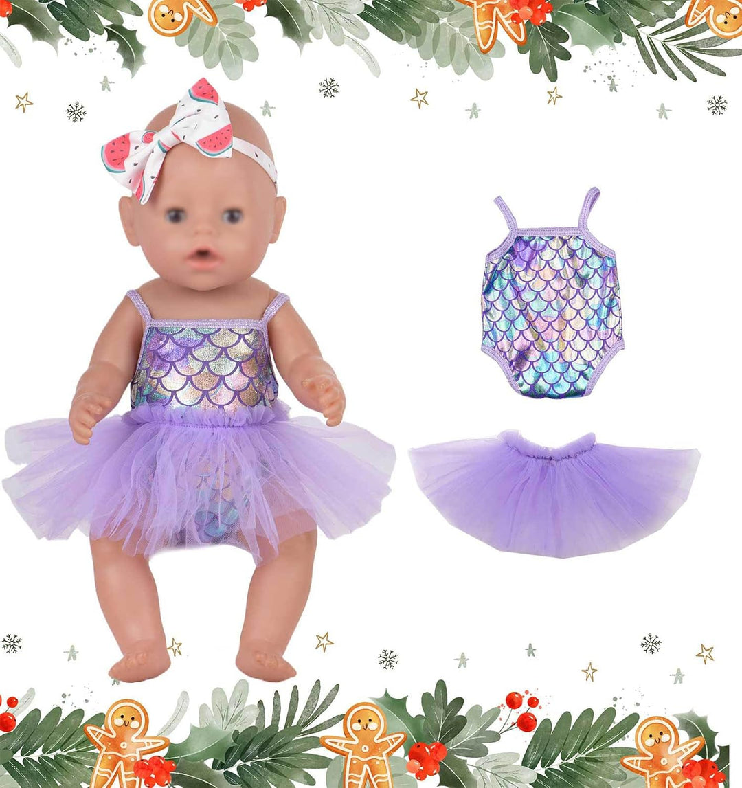 Sweet Dolly Ropa de muñeca de bebé recién nacido, a cuadros, mono,...