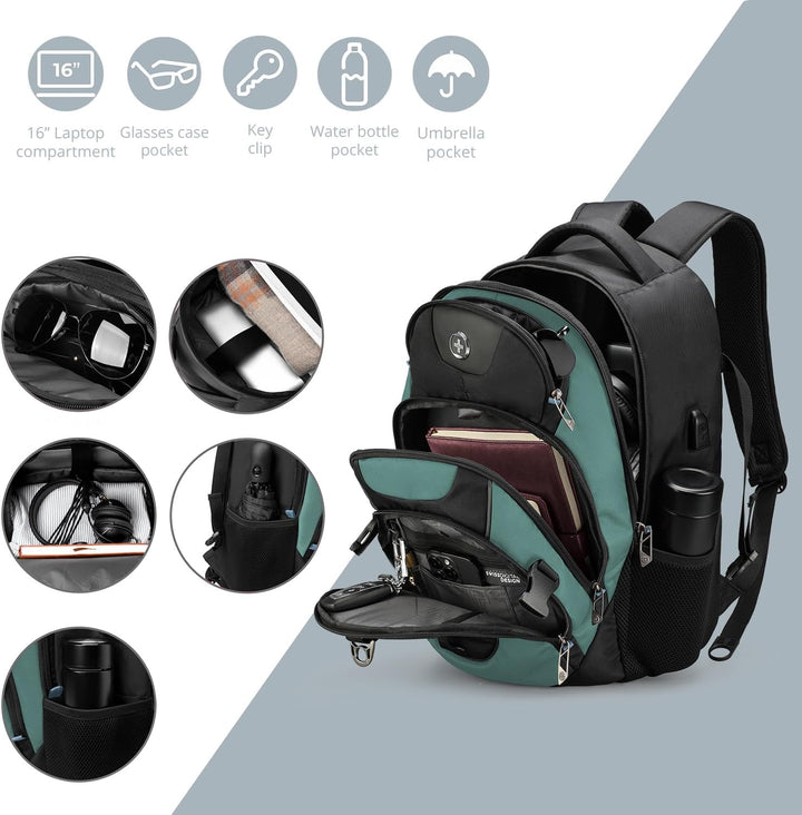 swissdigital Mochila para portátil de viaje de negocios, para hombr...