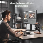 UPERGO Soporte para auriculares de nogal, soporte de auriculares de madera para escritorio, soporte universal para auriculares con base de almacenamiento para juegos, Airpod max, Bose, Razer