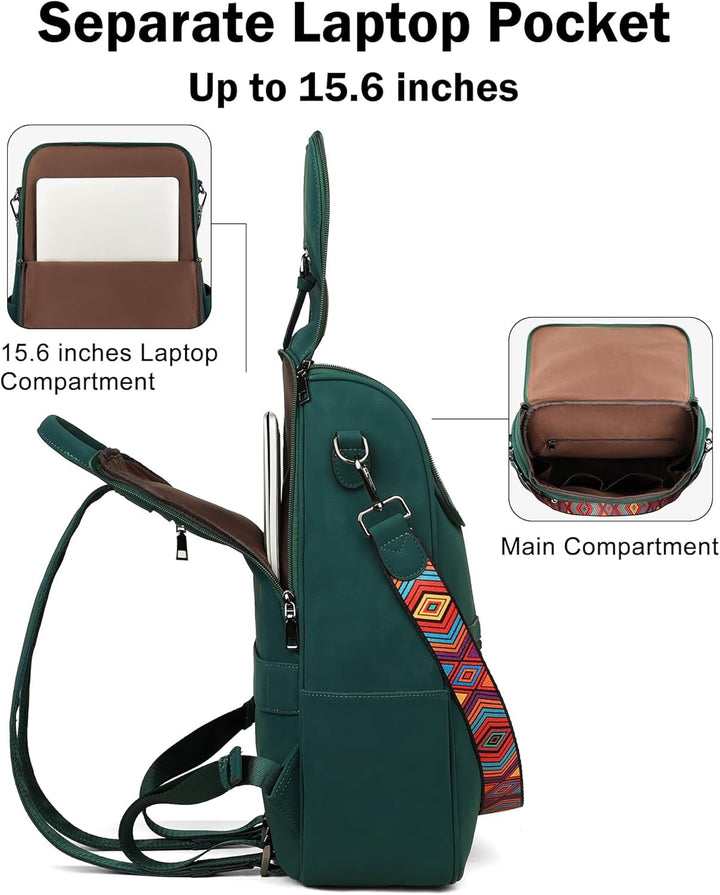 FADEON Mochila para computadora portátil para mujer, mochila de via...