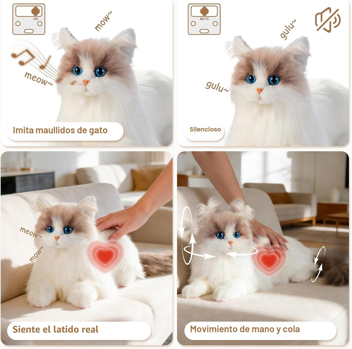 Chongker Animal de peluche interactivo de gato robot de 24.8 pulgadas para