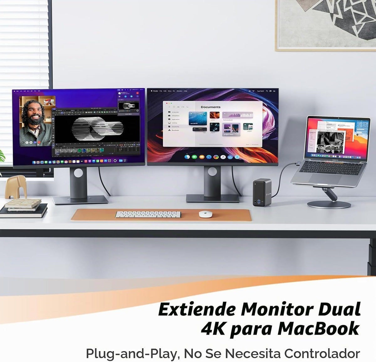TobenONE Estación de acoplamiento para MacBook 16 en 2, monitores 4K duales