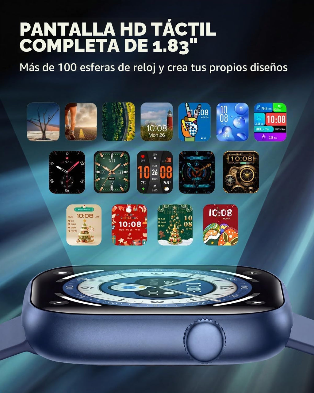 Reloj inteligente para mujeres y hombres, rastreador de actividad física y sueño con pantalla táctil HD de 1.83 pulgadas, reloj inteligente de llamadas Bluetooth para Android/iOS, IP67