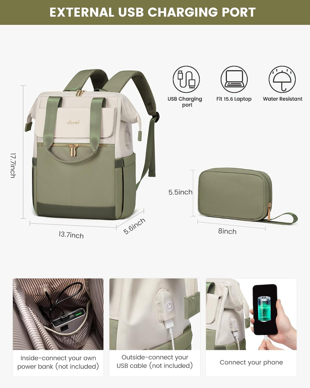 LOVEVOOK Mochila para laptop para mujeres, mochila de trabajo conve...