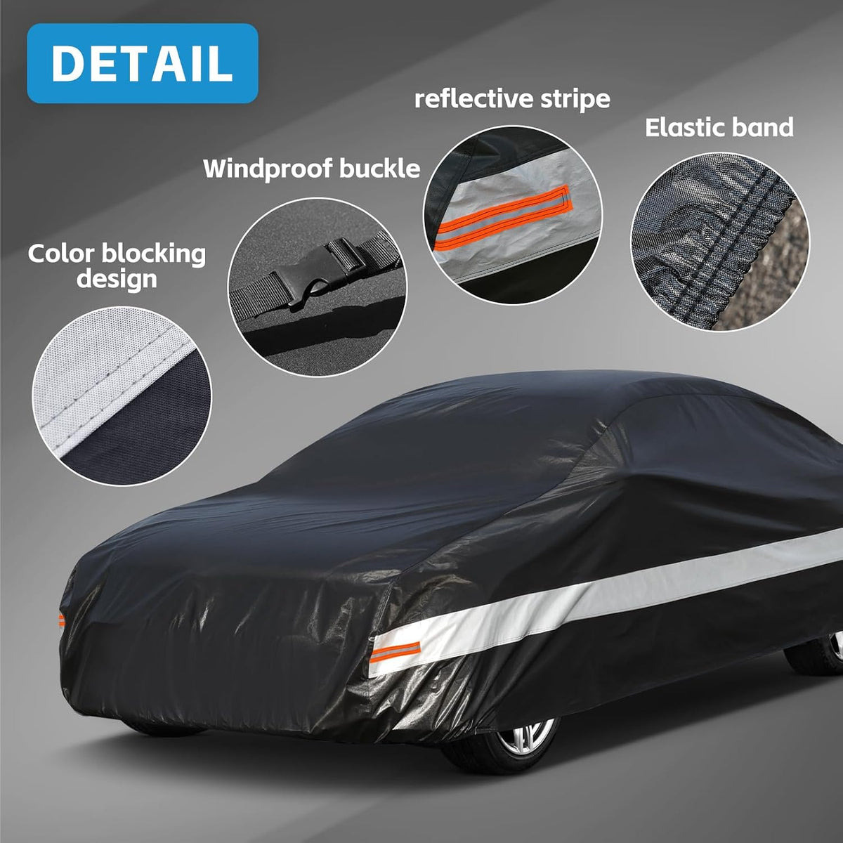 Funda para Automóvil Cupé de 10 Capas Impermeable para Todo Clima para Automóviles, 100% Impermeable Fundas para Automóviles de Exterior Protección contra Lluvia, Nieve, Rayos UV y Polvo