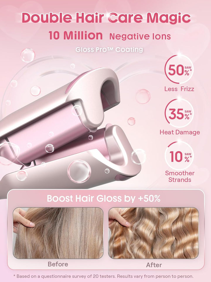 SHEGLAM Ondulador de cabello ondulado de playa (rosa, 0.75 pulgadas)
