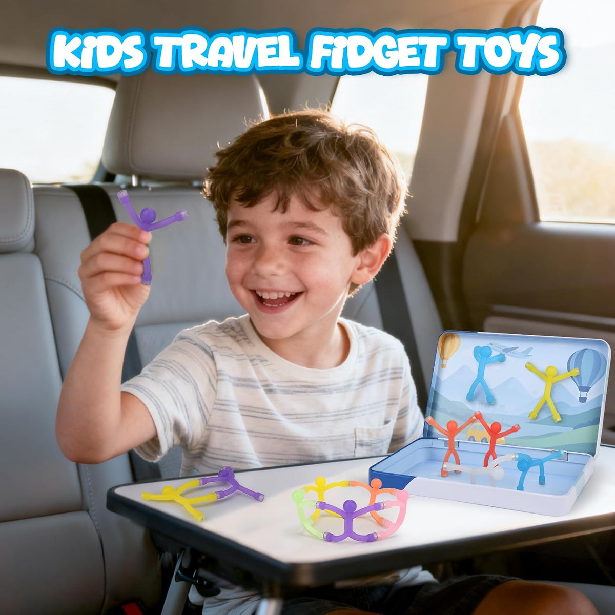 20pcs juguetes magnéticos del viaje, hombres de los imanes para los niños con la caja portátil del metal