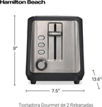 Hamilton Beach Tostadora gourmet de 2 rebanadas con tecnología Sure-Toast