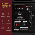 Pyle Sistema de Altavoces PA Bluetooth Portátil - Sistema de Sonido de Karaoke para Interiores y Exteriores con Micrófono Inalámbrico, Grabación de Audio, Batería Recargable, Lector USB/SD, Soporte de