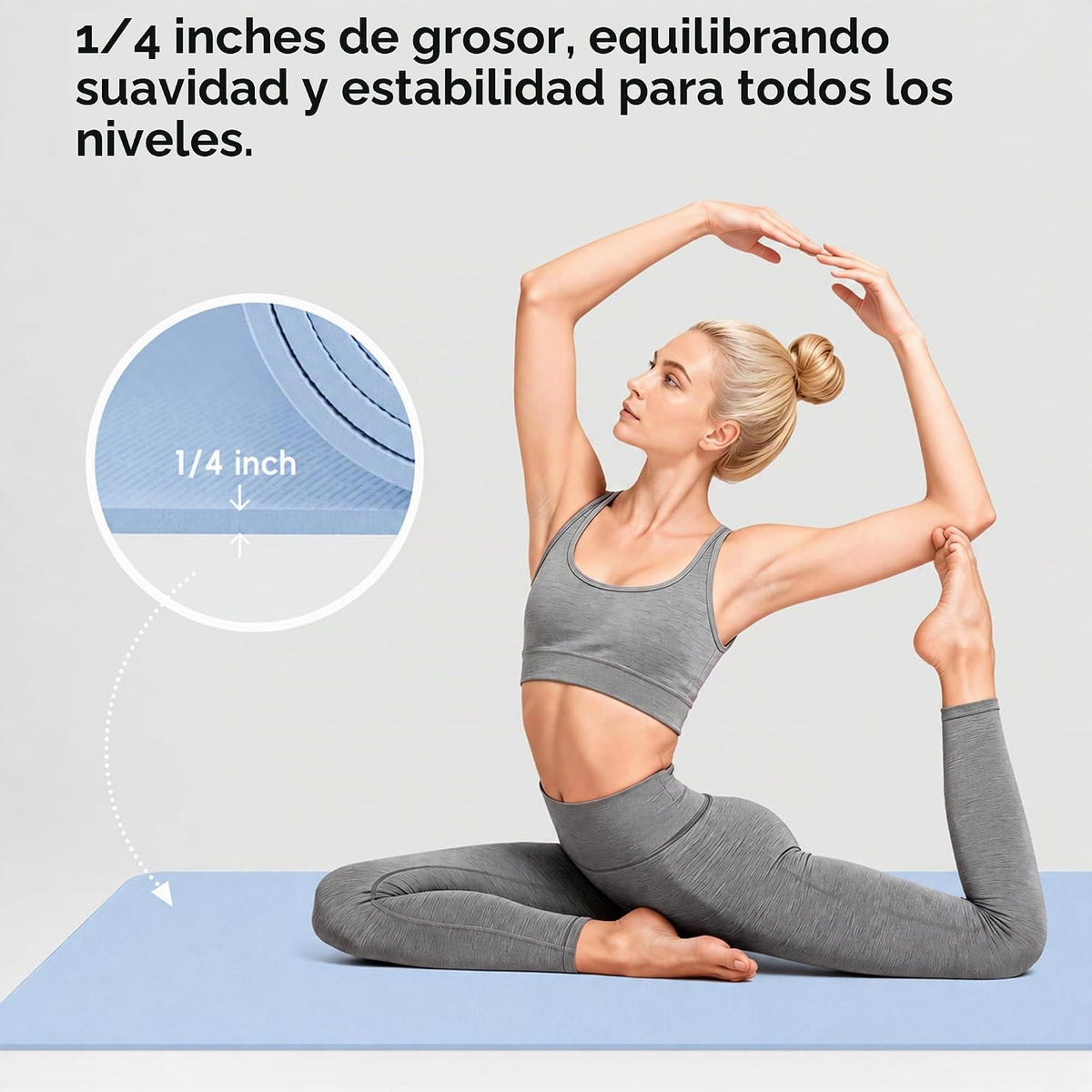 Tapete de yoga extra ancho de 72 x 32 pulgadas, tapete de ejercicio antideslizante de TPE para entrenamiento en casa, tapete de yoga grande de alta densidad de 0.236 pulgadas para hombres y