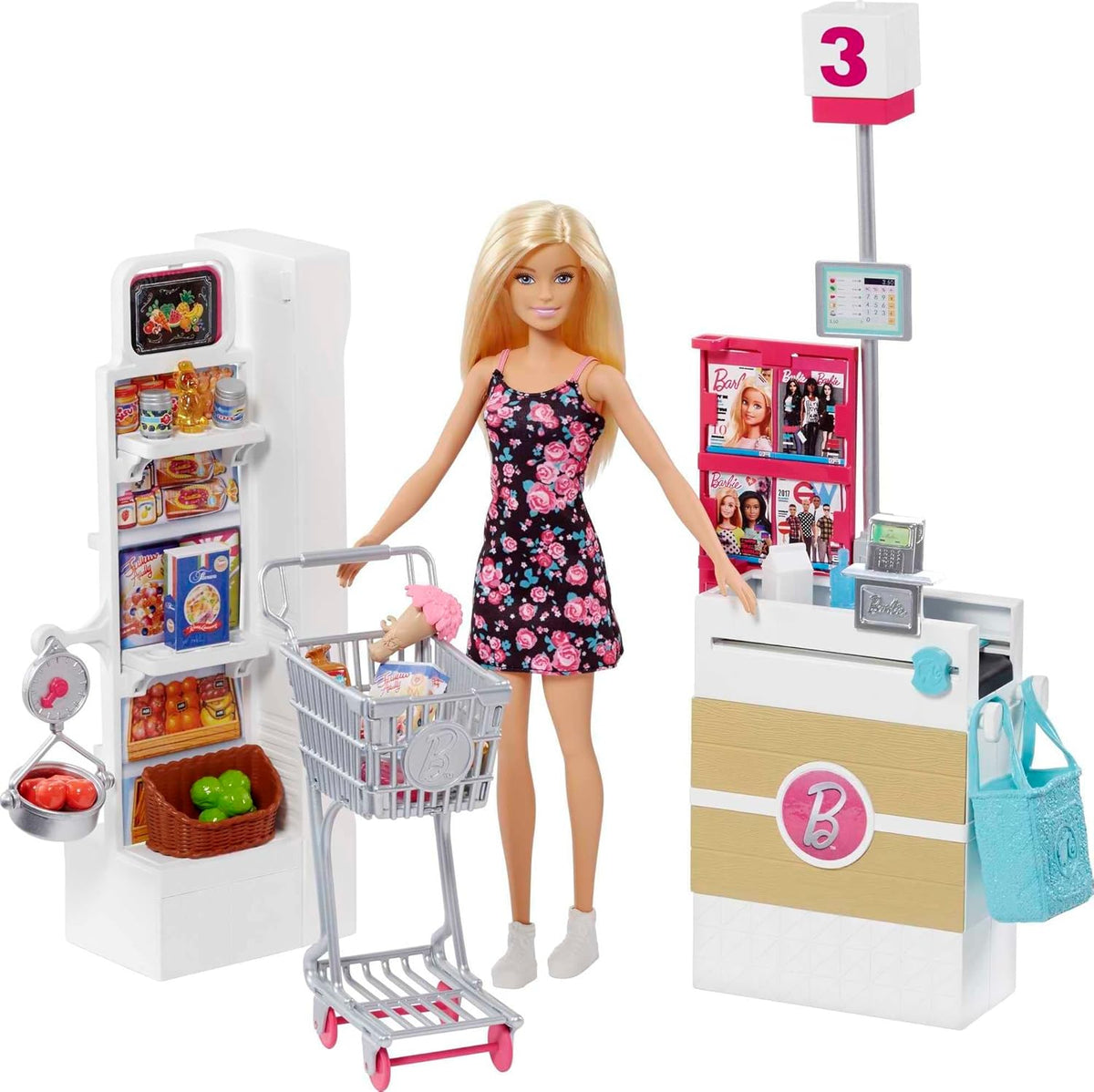 Barbie Doll con Blonde Hair y Grocery Store themed Accessories