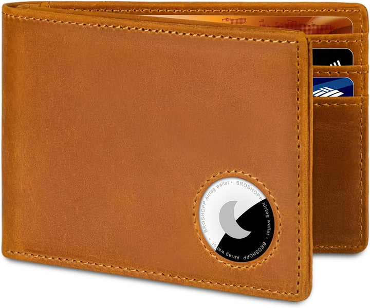 BROSHOPP Billetera Airtag para hombre, billetera plegable de cuero...