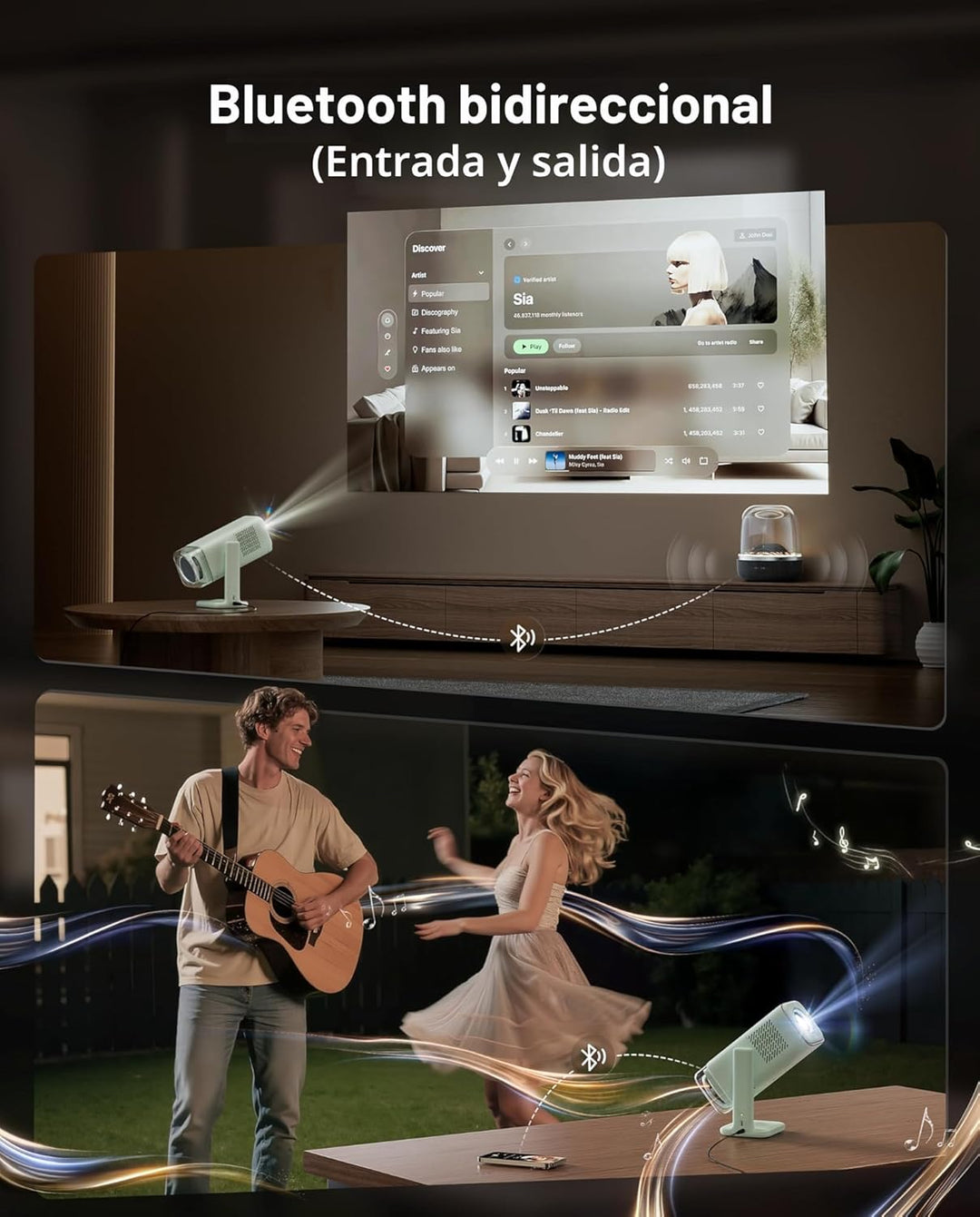Aurzen BOOM Air - Proyector portátil Google TV con WiFi y Bluetooth...