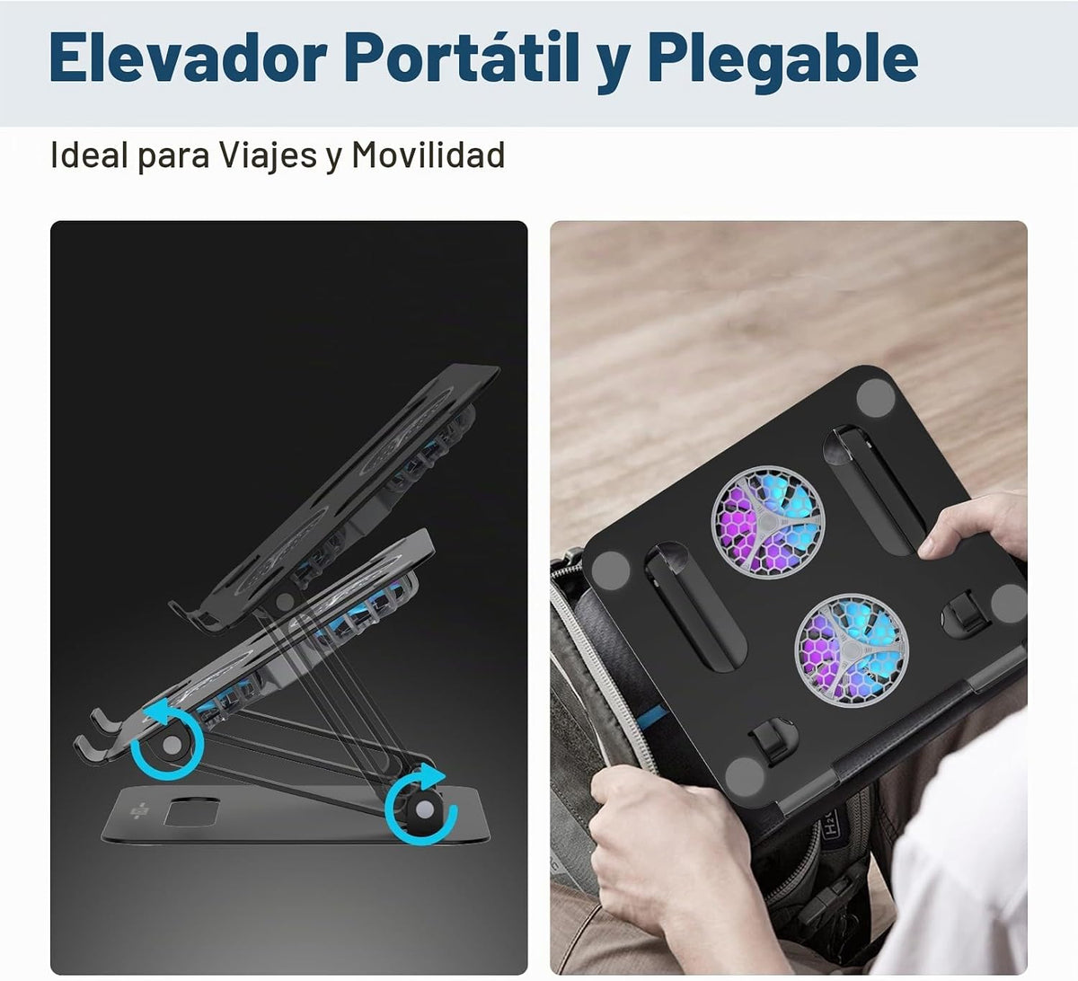 YICOSUN Soporte de refrigeración ajustable para laptop con 2 ventil...