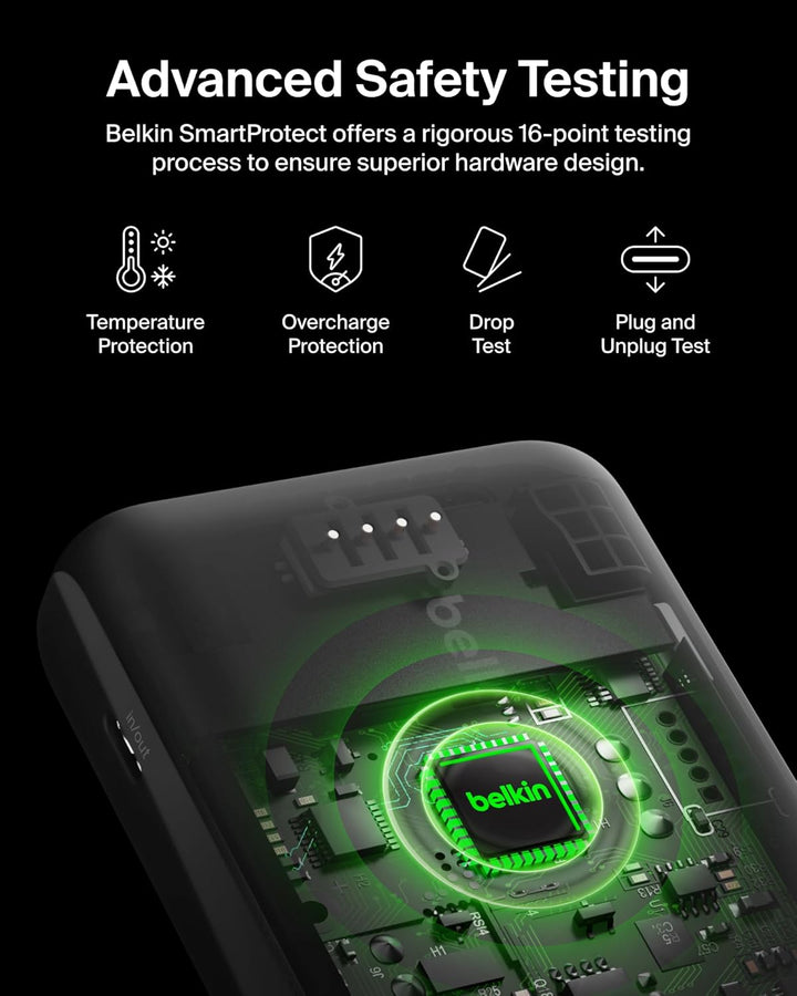 Belkin Cargador portátil, banco de energía con cable integrado de 2...