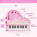 Love & Mini - Piano/teclado de juguete color rosa; instrumento musical con micrófono para niños como regalo de cumpleaños