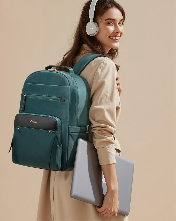 LOVEVOOK Mochila para laptop para mujer con ribete de cuero y bolsi...