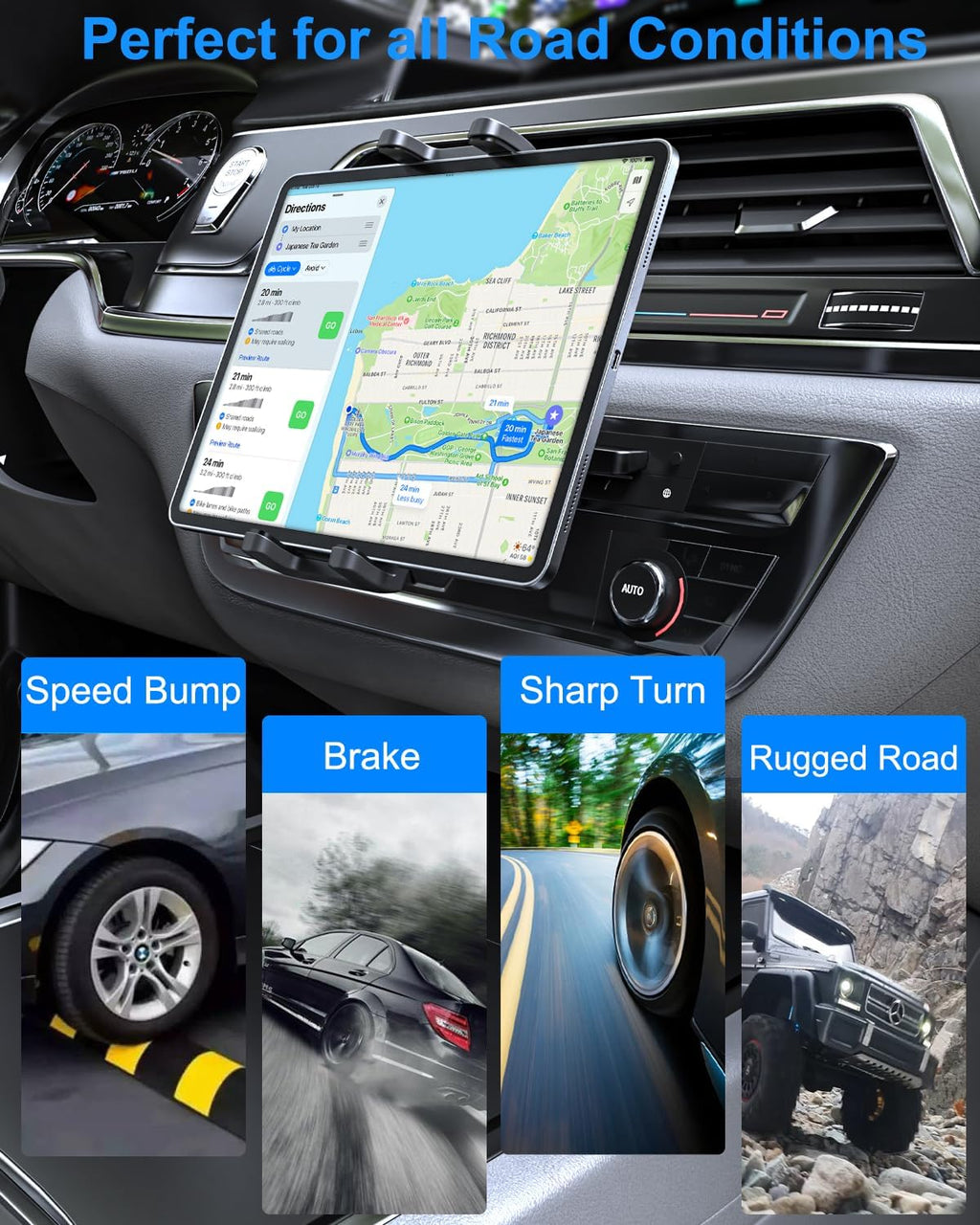 Soporte universal para tableta de coche con ranura para CD para iPad y teléfono de 4 a 13 pulgadas, soporte universal para tableta con rotación de 360 grados para iPad Pro 12.9 11 10.5 9.7, iPad Air Mini 5 4 3 2 1, Samsung Galaxy Tabs, iPhone, etc