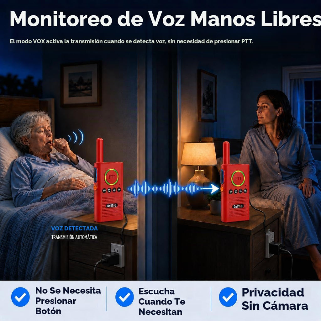 CallToU Intercomunicador de 2 vías para monitoreo de ancianos, rojo