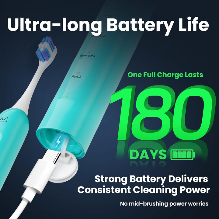 Marlincare Cepillo de dientes eléctrico para adultos, cepillo de di...