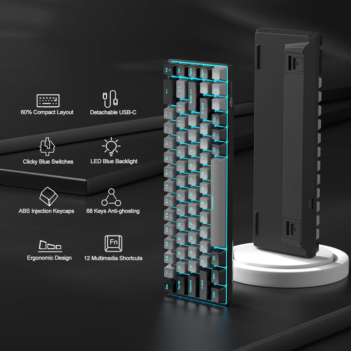 MageGee MK-Box - Teclado portátil 60% mecánico para juegos, retroil...