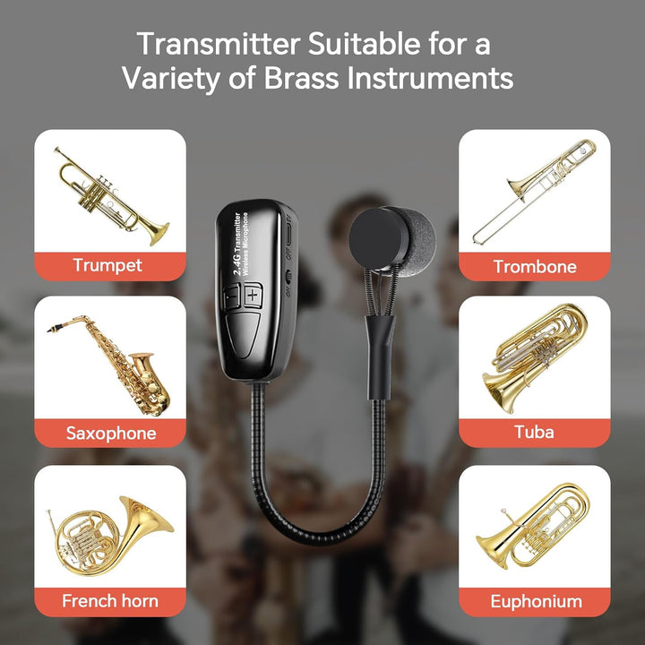 Micrófono Inalámbrico para Saxofón, Micrófonos de Clip de 2.4GHz, S...