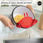 OTOTO Colador de clip de cangrejo – Colador de silicona para pasta con pinzas de acero inoxidable – Accesorios de cocina únicos, regalos de cocina para mujeres, artículos esenciales de cocina, regalos divertidos, accesorios de cocina – (Crabby)