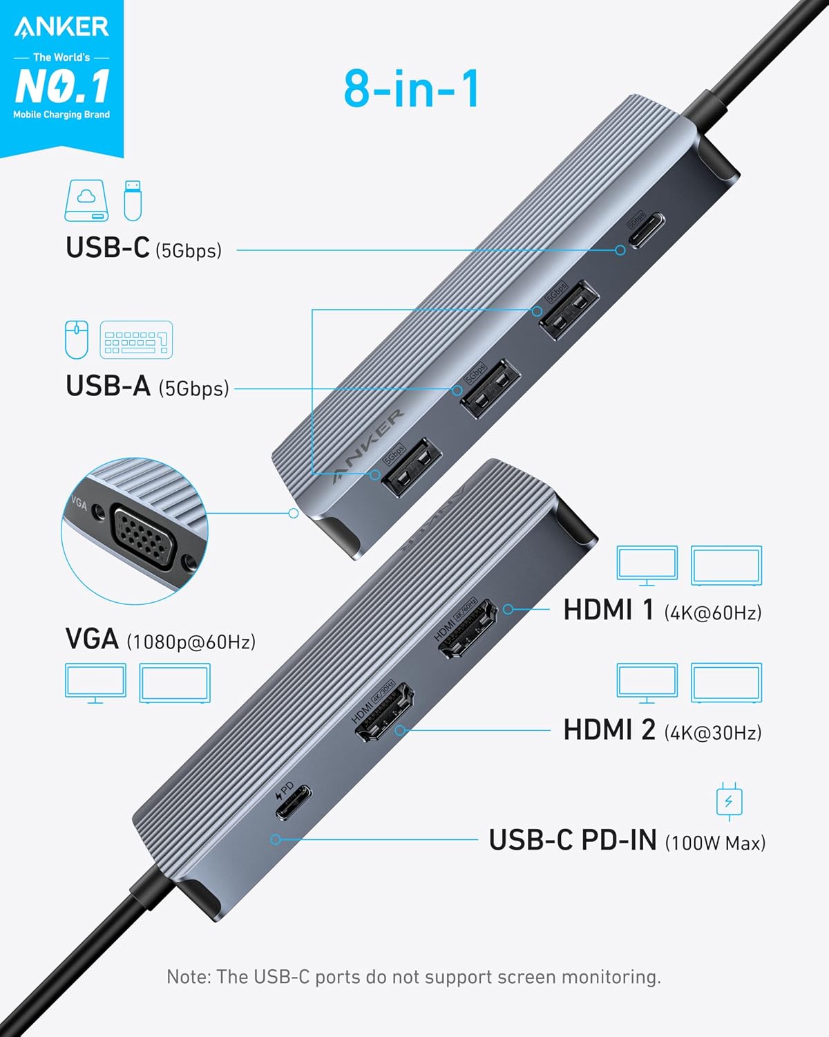 Anker, A8379, hub USB 4