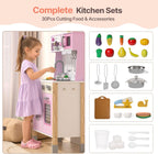 Cocina de madera para niños, altura ajustable, luces reales