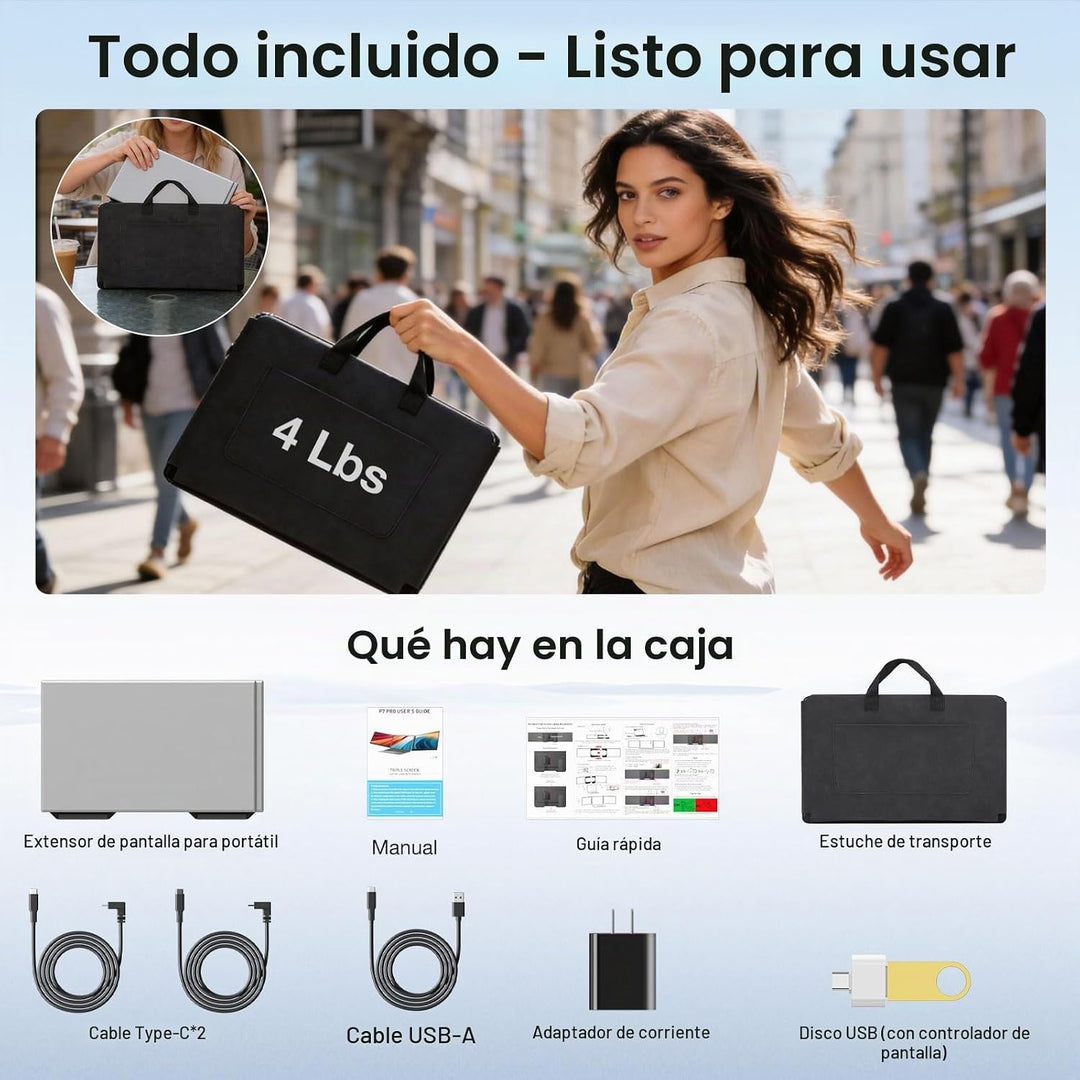 Extensor de pantalla para laptop, pantalla IPS FHD 1080P de 15.6 pu...