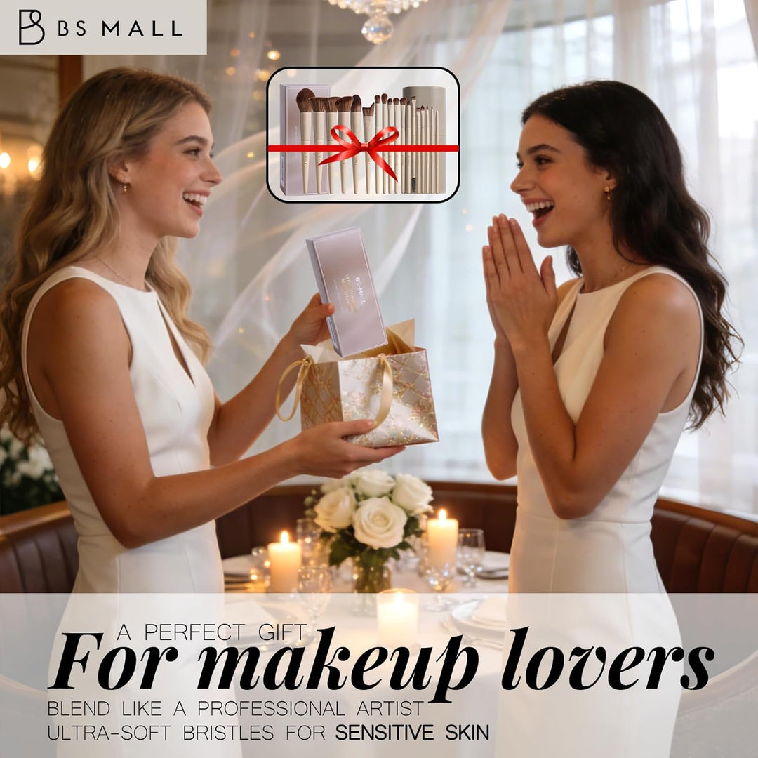 BS-MALL - Juego profesional de 18 brochas de maquillaje con cerdas...
